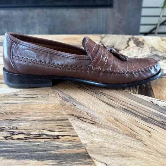 Florsheim Pisa 18469 Cognac Brown Croc Leather Tassel Loafer Dress Shoes Mens 10 main image 6